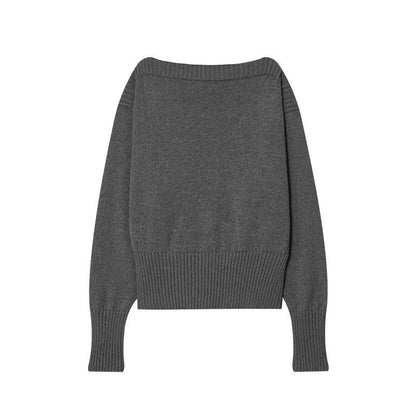 Ladies cozy knitted sweater with loose fit and ribbed edges Chic and Style