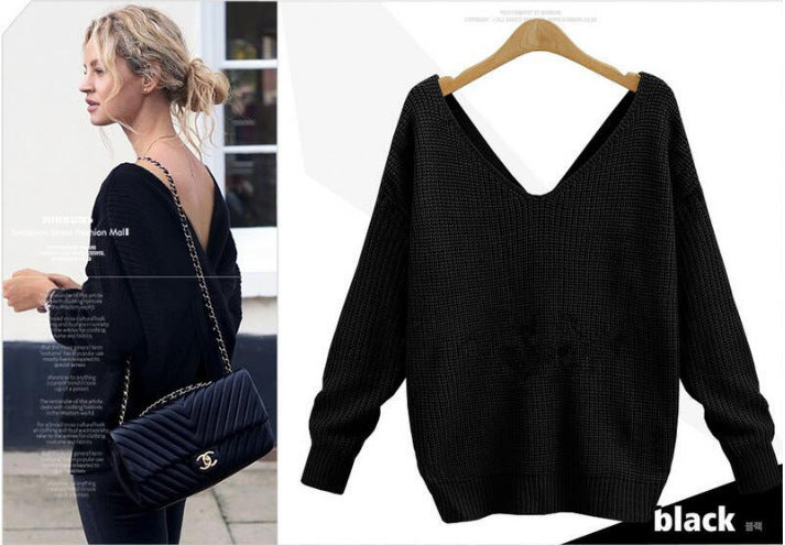 Pull en tricot pour femmes avec un design de dos unique et un décolleté en V profond Chic und Stil