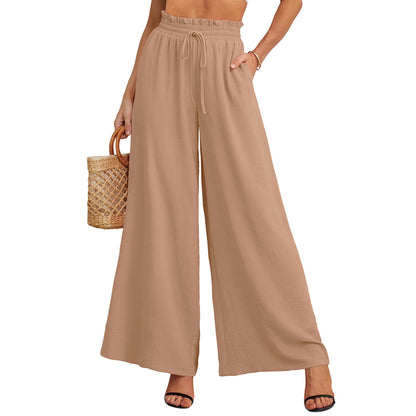 Women Summer Loose and Airy Pants with Elastic Waistband and Ties Chic and Style