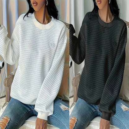 Pull femme avec design en gaufre texturé et coupe décontractée Chic und Stil