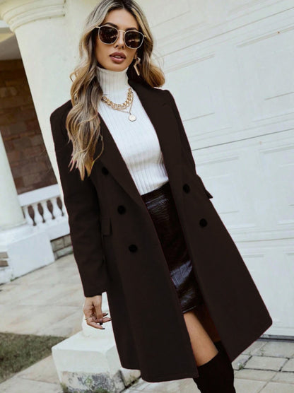 Dames élégant manteau long à double rangée de boutons Chic und Stil