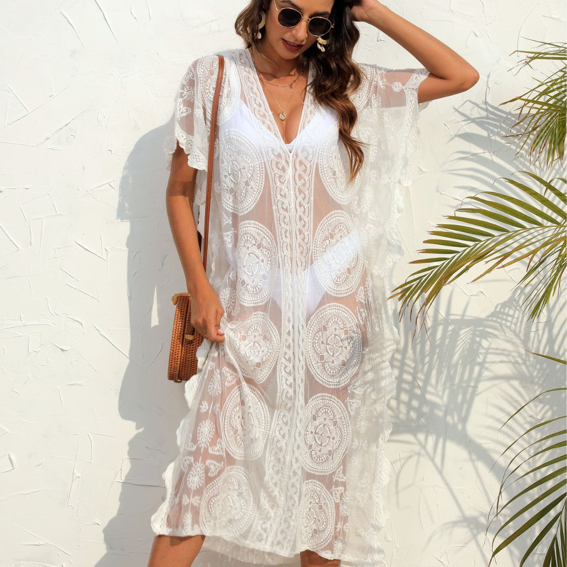 Dames Élégant Paréo Brodé Robe Chic und Stil