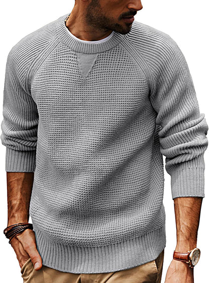 Pull en tricot décontracté pour hommes avec un motif de tissu structuré et un col rond Chic und Stil