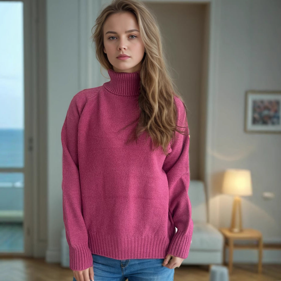Pull en maille pour femmes avec col montant et motif texturé Chic und Stil