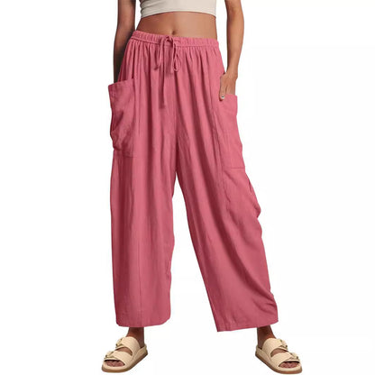 Casual loose linen pants for women with practical pockets and elastic waistband Chic und Stil