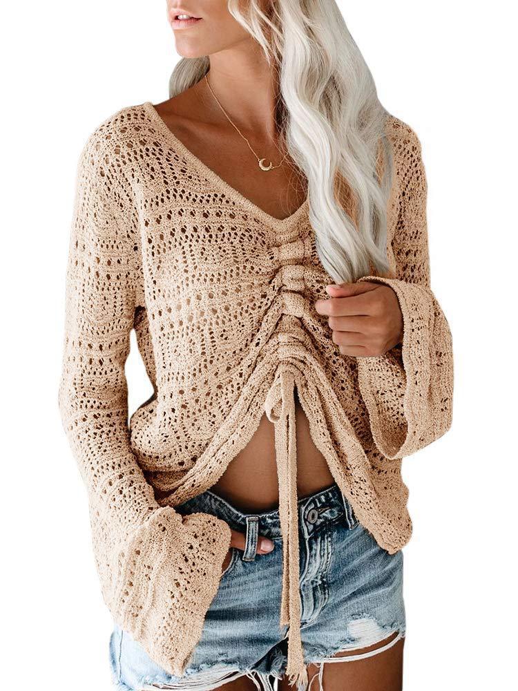Femme pull à col V tendance avec fronces Chic und Stil