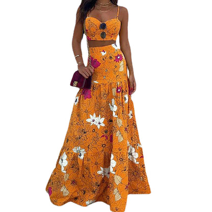 Robe maxi pour femmes avec design floral et haut bustier chic Chic und Stil