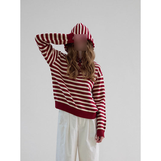Sweat à capuche rayé court pour femmes Chic und Stil