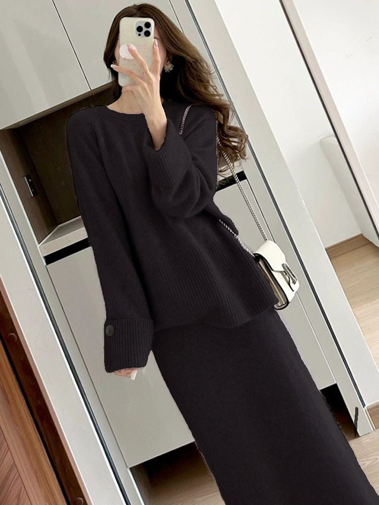 Ensemble tricot confortable pour femmes avec pull et maxi-jupe Chic und Stil