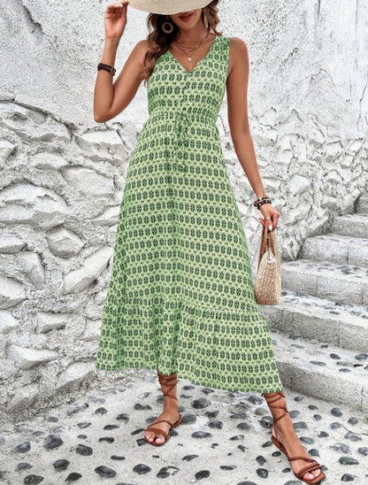 Robe maxi bohème sans manches pour femmes avec ceinture nouée Chic und Stil