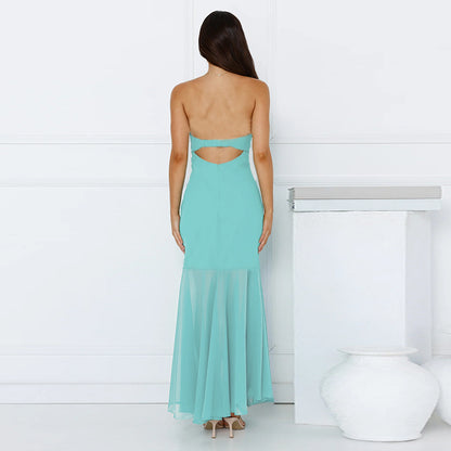 Dames Élégant Robe Maxi Sans Bretelles Chic und Stil
