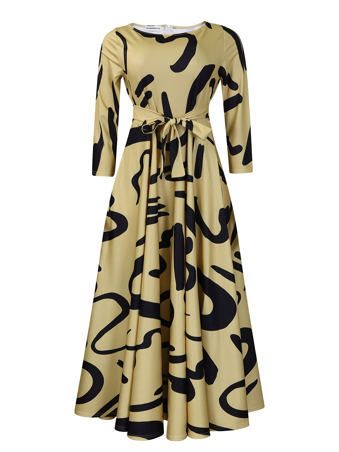Robe maxi pour femmes avec ceinture à la taille et manches longues Chic und Stil