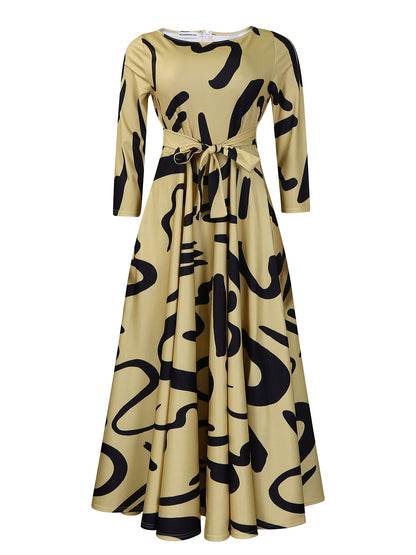 Robe maxi pour femmes avec ceinture à la taille et manches longues Chic und Stil