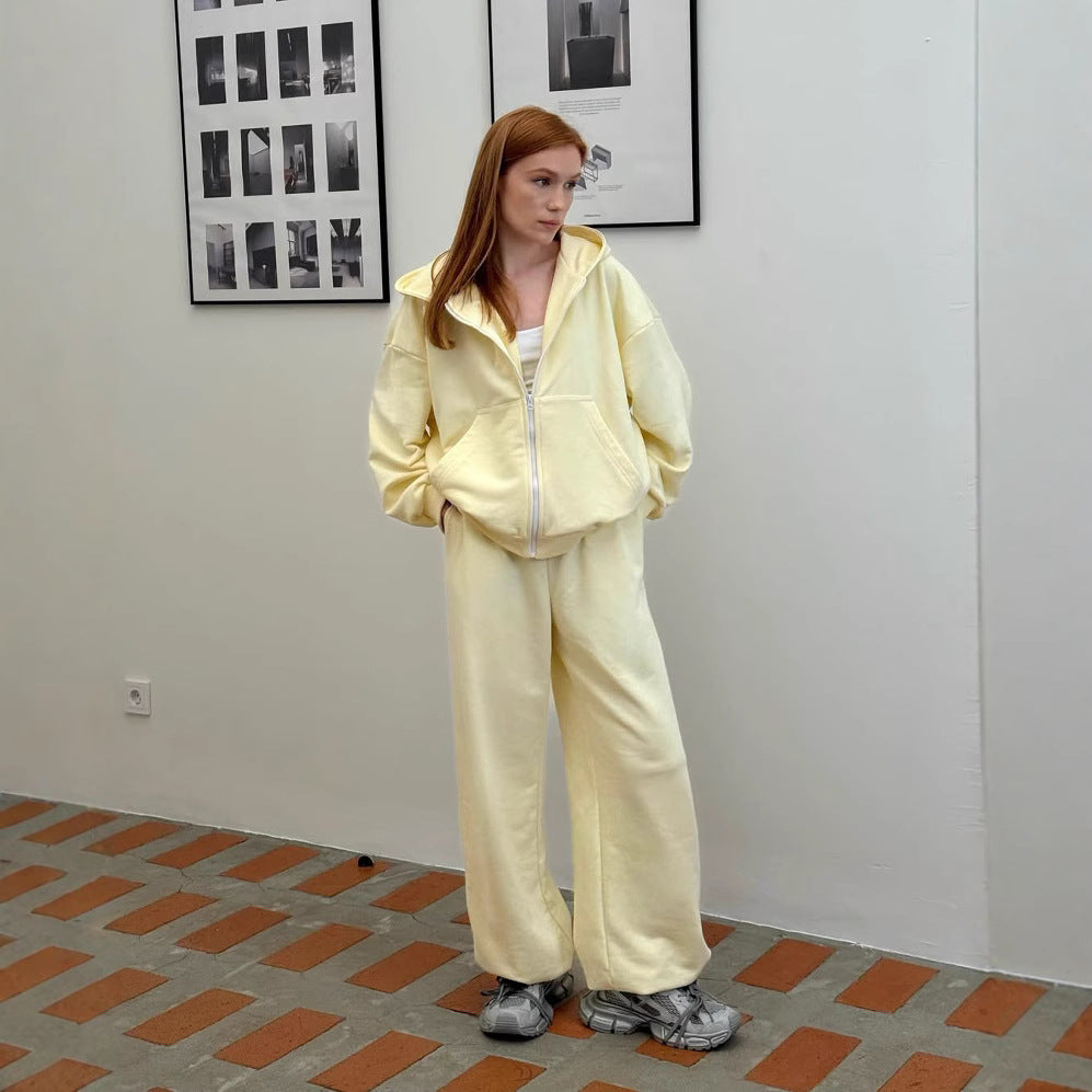 Dames Ensemble décontracté surdimensionné confortable avec capuche et fermeture éclair Chic und Stil