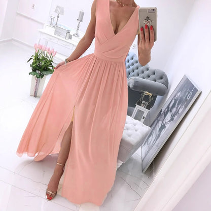 Dames Robe Maxi Élégante avec Design de Drapé Raffiné et Tissu Fluide Chic und Stil