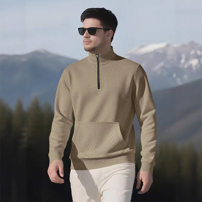 Sporty fleece pullover for men with high collar and zipper Chic und Stil