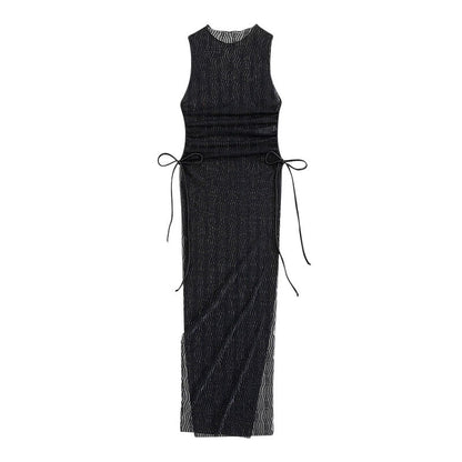 Robe maxi à lacets latéraux transparents en dentelle pour dames Chic und Stil