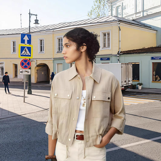 Ladies casual utility jacket with pockets Chic and Style