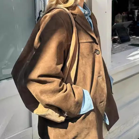 Dames Blazer en Laine Oversize avec Manches Structurées Chic und Stil