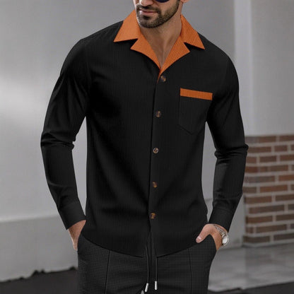 Chemise à manches longues stylée pour hommes avec un design texturé et une poche poitrine pratique Chic und Stil
