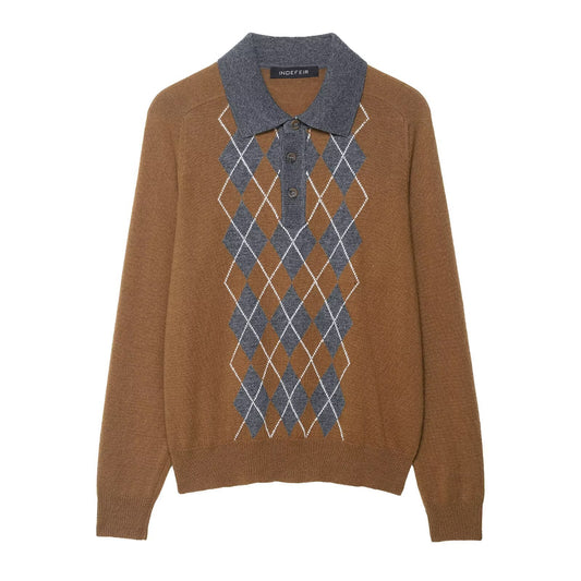 Pull femme avec un motif losange moderne et col polo Chic und Stil