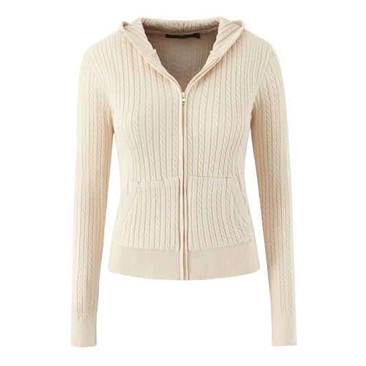 Dames pull en laine confortable avec capuche et fermeture éclair Chic und Stil