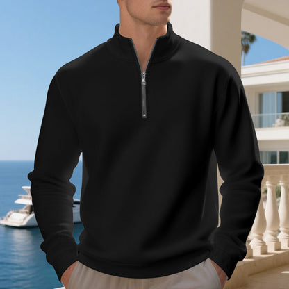 Sporty pullover for men with half-zip and breathable structure Chic und Stil