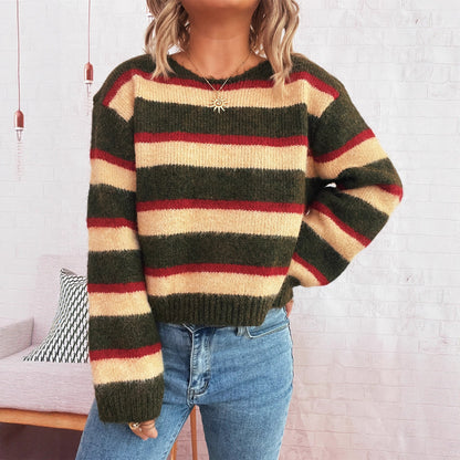 Pull en tricot rayé large à motifs pour femmes avec coupe décontractée Chic und Stil
