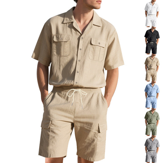H hommes décontracté chemise à manches courtes et tenue shorts cargo Chic und Stil