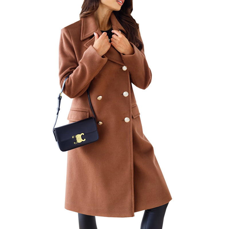 Elegant wool coat for women with trendy double-breasted design Chic und Stil