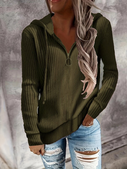 Dame Zip-Hoodie avec design en rib structuré et zip intégral Chic und Stil
