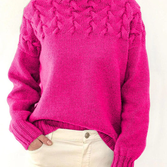 Pull en tricot pour femmes avec col montant et motif torsadé tendance Chic und Stil