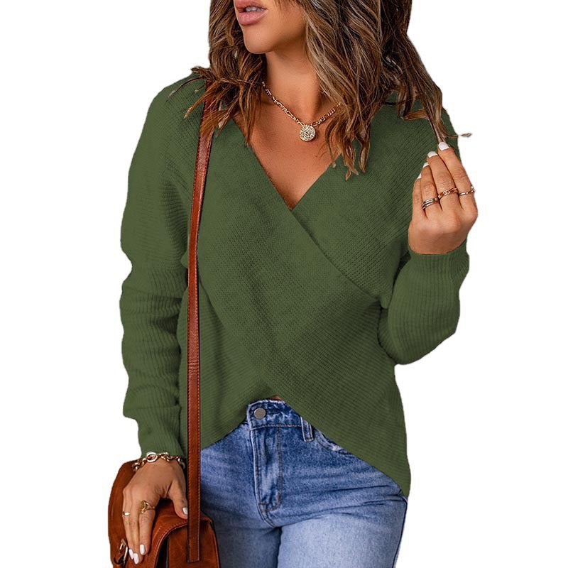 Pull-over décontracté pour femmes avec décolleté en V profond et tissu texturé Chic und Stil