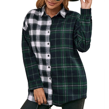 Chemise-chemise en flanelle décontractée pour femmes avec motif à carreaux Chic und Stil