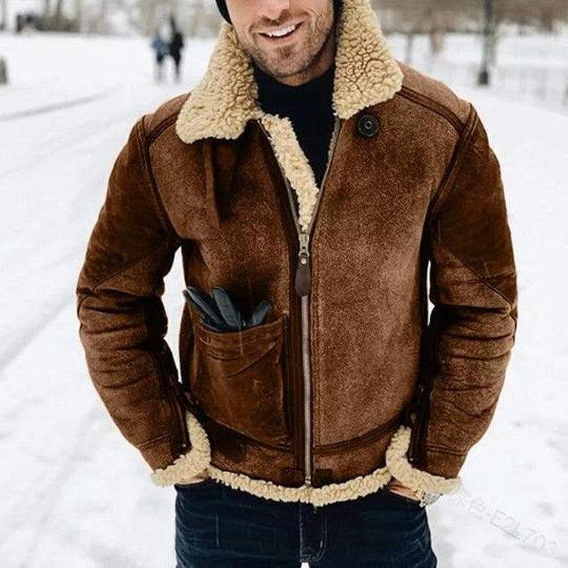 Veste en cuir pour hommes avec doublure chaude et poches pratiques Chic und Stil