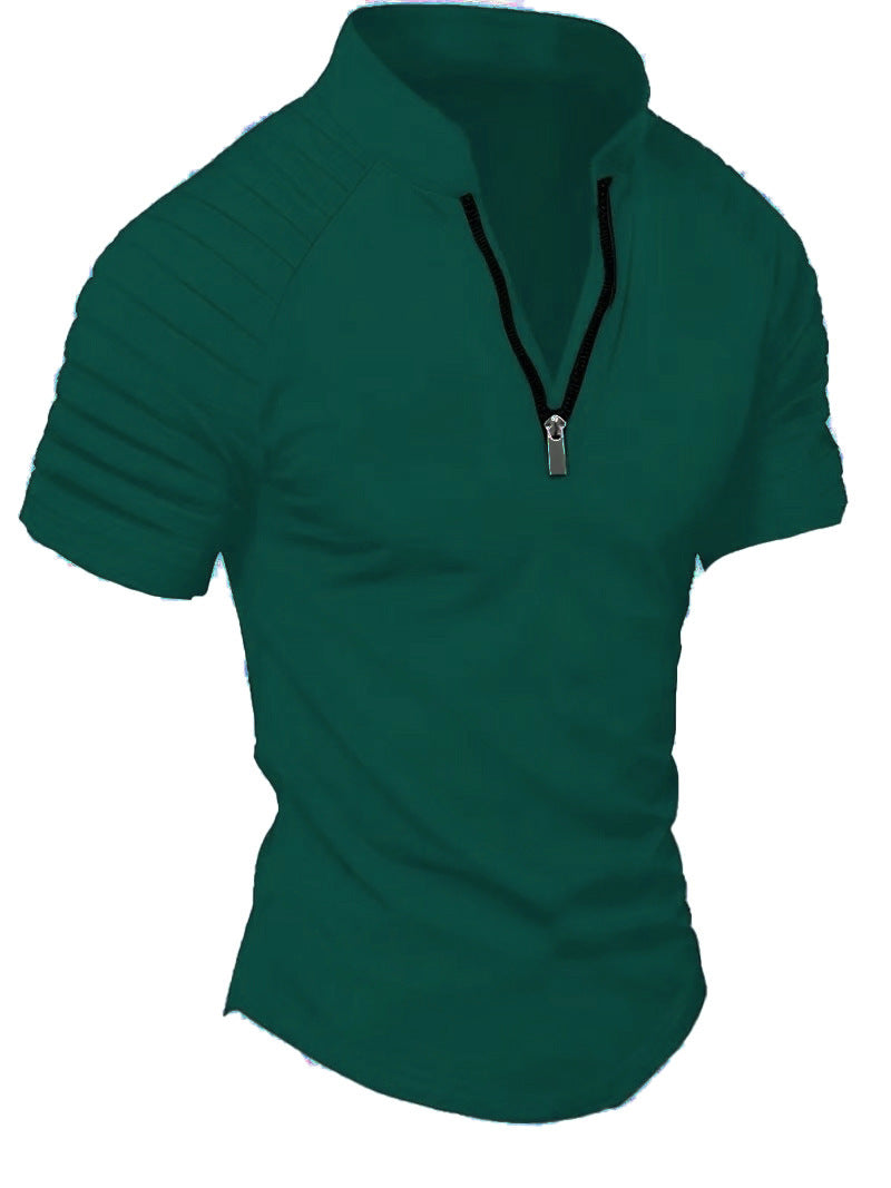 T-shirt de sport à manches courtes pour hommes avec fermeture éclair structurée Chic und Stil