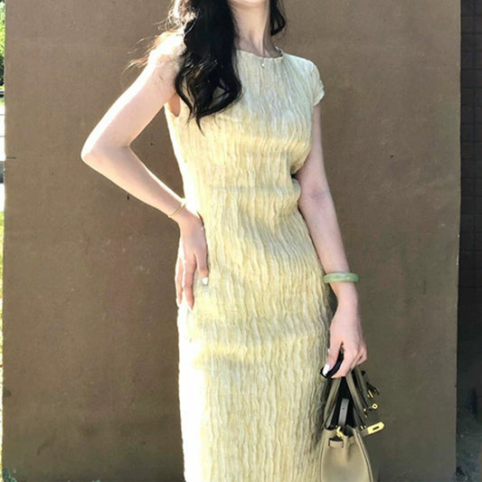 Robe midi texturée pour femmes Chic und Stil
