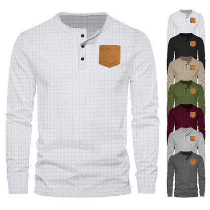 Chemise à manches longues pour hommes avec design texturé et application en cuir Chic und Stil