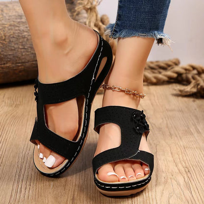 Sandales à lanières confortables pour femmes avec détails floraux Chic und Stil