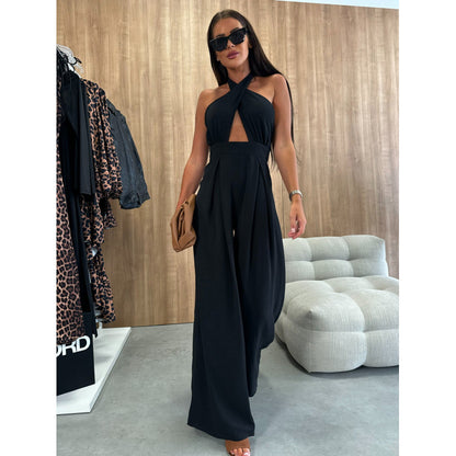 Dames dos nu large jambe combinaisons Chic und Stil