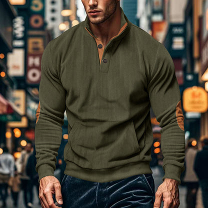 Pull décontracté pour hommes avec patte de boutonnage et surface texturée Chic und Stil