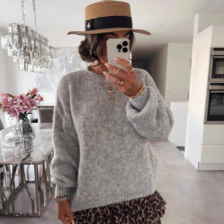 Pull en tricot pour femmes avec des manches volumineuses et une texture fine Chic und Stil
