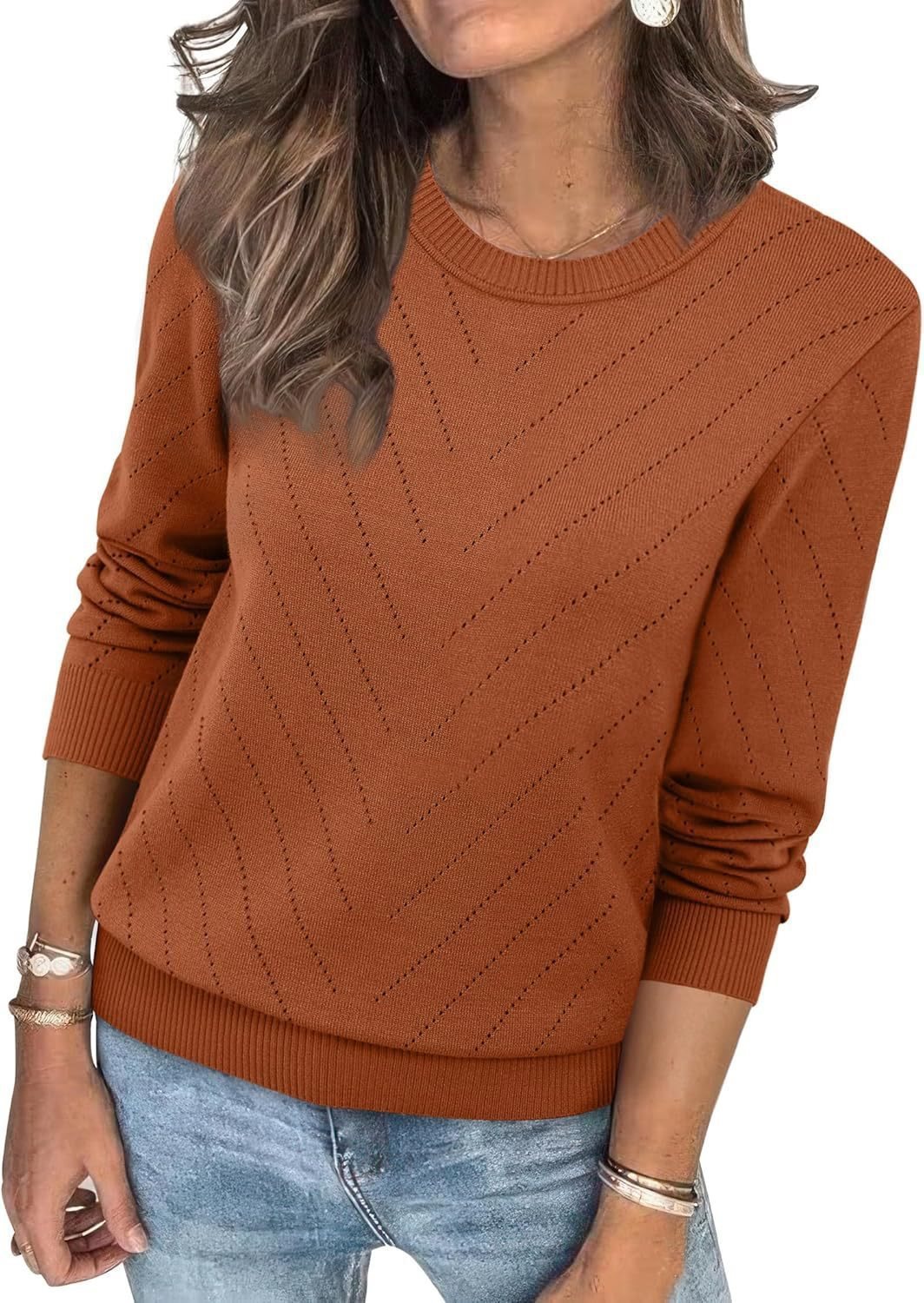 Dames Pull à la mode avec motif zigzag structuré et coupe décontractée Chic und Stil