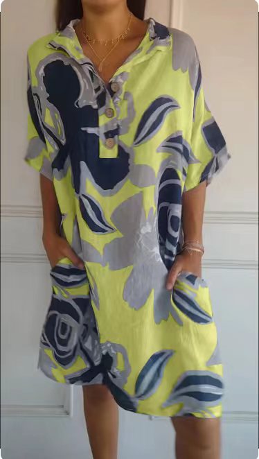 Robe de plage aérienne pour dames avec motif tendance et poches latérales Chic und Stil