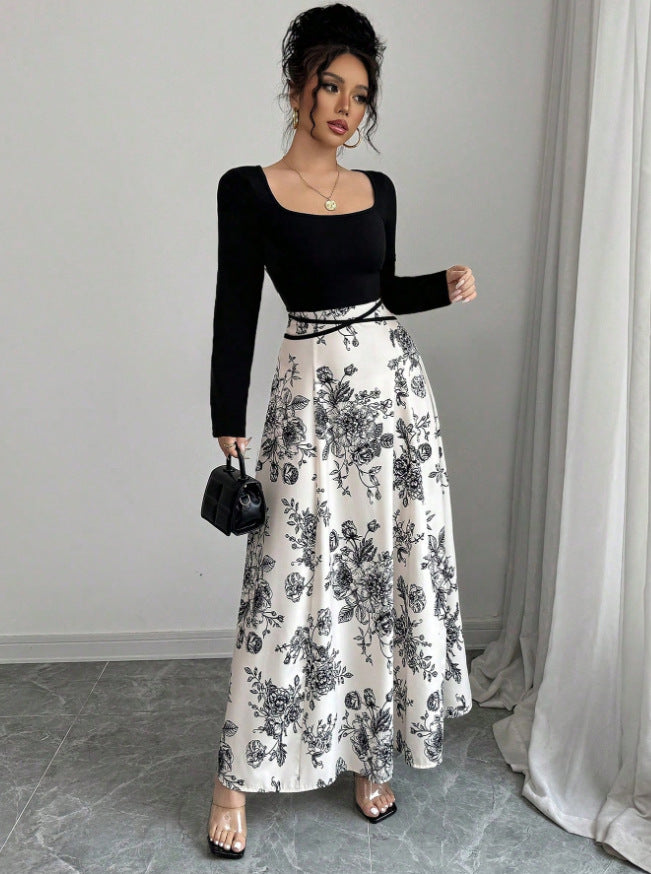 Robe maxi élégante pour femmes avec imprimé floral et coupe cintrée Chic und Stil