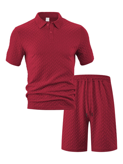 Ensemble polo et shorts sportifs pour hommes avec motif structuré Chic und Stil