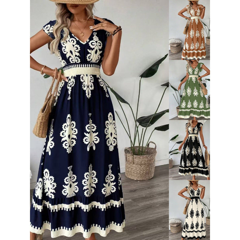 Robe maxi à décolleté en V brodée pour femmes Chic und Stil