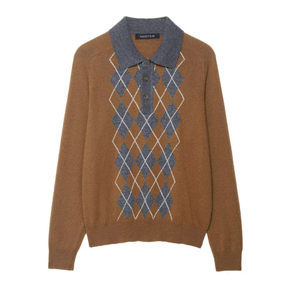 Pull élégant pour femmes avec motif losange et col Chic und Stil