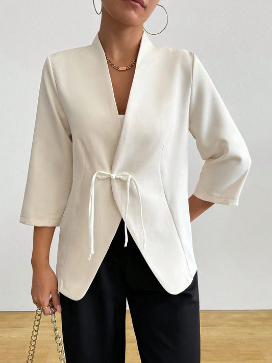 Women's trendy wrap blazer with belted waist and 3/4 sleeves Chic and Style