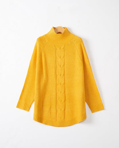 Pull en grosse maille pour femmes avec un col montant et des motifs en torsades Chic und Stil